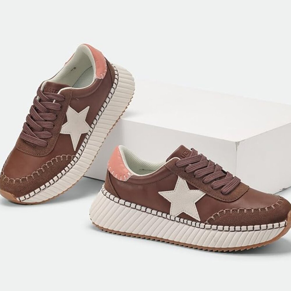 Lucky Step Women's Fashion Star Platform Walking Sneakers NIB - Picture 4 of 11